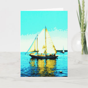 sailing schooner greeting card