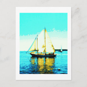 sailing schooner postcard