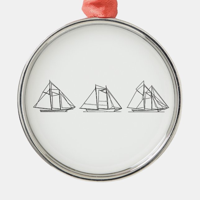 Sailing - Schooner Sailboats Metal Tree Decoration (Front)