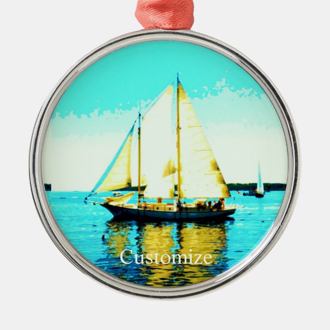 Sailing schooner Thunder_Cove Metal Tree Decoration (Front)