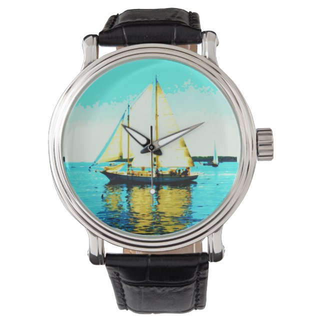 sailing schooner wrist watch (Front)