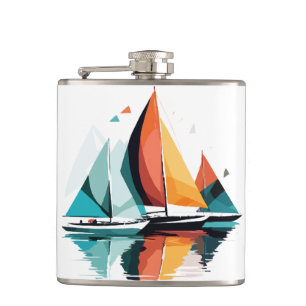 Sailing Sea Calm Tranquil Ocean Outdoors Adventure Hip Flask