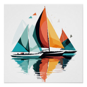 Sailing Sea Calm Tranquil Ocean Outdoors Adventure Poster