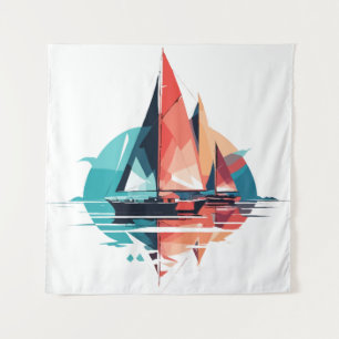 Sailing Sea Calm Tranquil Ocean Outdoors Adventure Tapestry