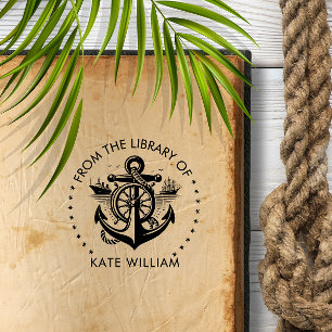 Sailing Ship Anchor From the library of Round  Self-inking Stamp