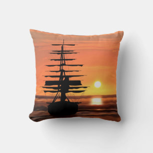sailing ship at sunrise cushions