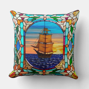 Sailing Ship at Sunset Cushion