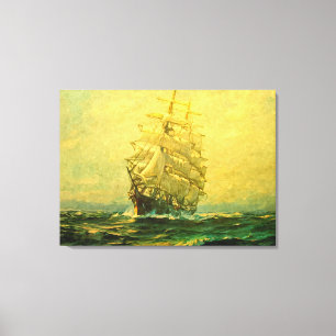 Sailing ship crosses the Atlantic Canvas Print