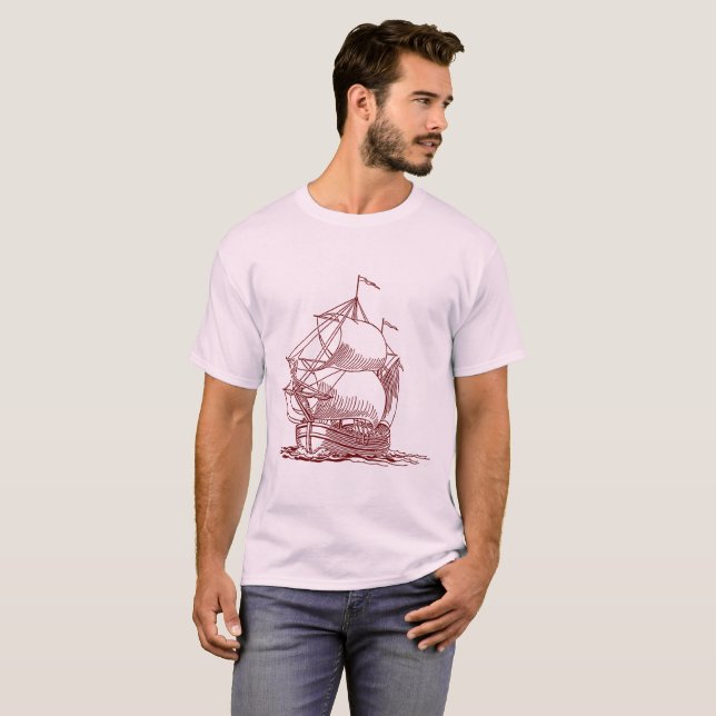 Sailing Ship - Dark red T-Shirt (Front Full)