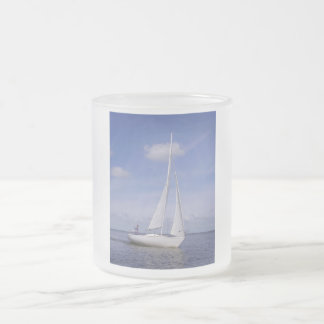 Sailing ship frosted glass coffee mug