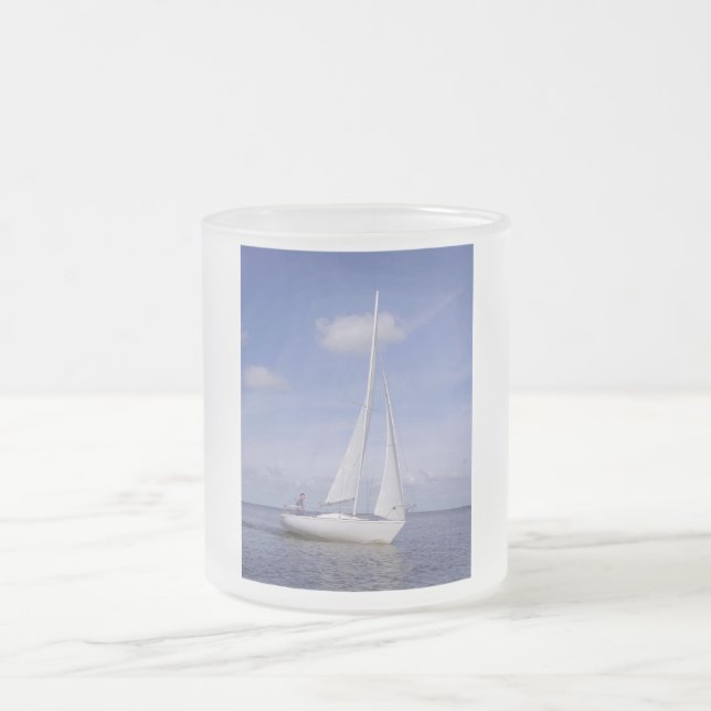 Sailing ship frosted glass coffee mug (Center)