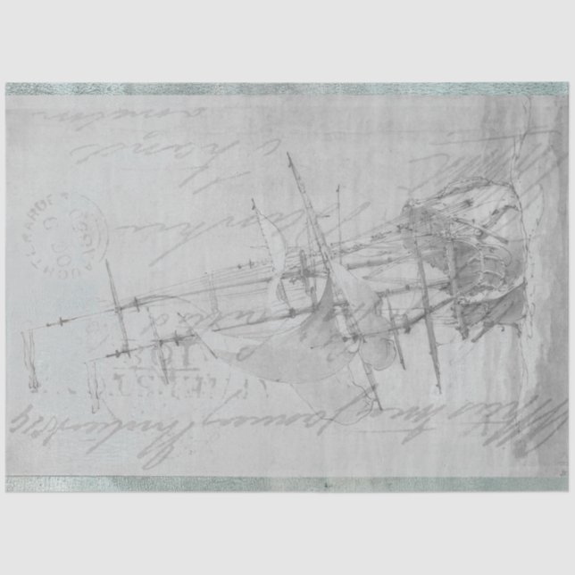 Sailing Ship Furniture Decoupage Tissue Paper (Front)