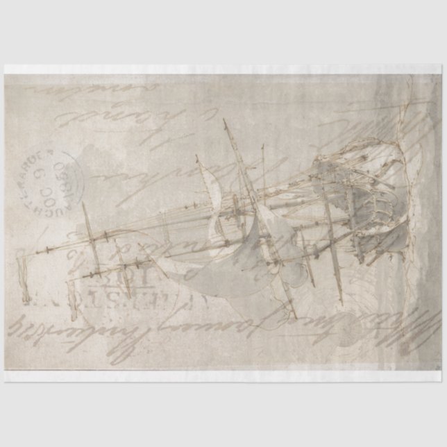 Sailing Ship Furniture Decoupage Tissue Paper (Front)