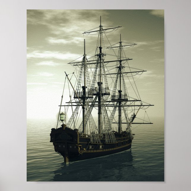 sailing ship in the sea poster (Front)