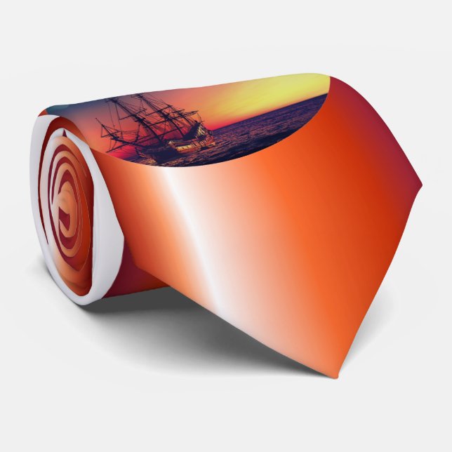Sailing Ship into the Sunset Tie (Rolled)