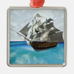 Sailing Ship Metal Tree Decoration