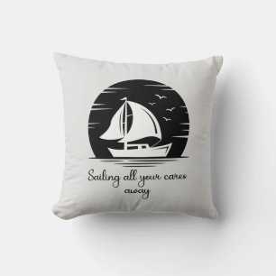 Sailing Ship Sailboat Yacht Inspirational Quote  Cushion