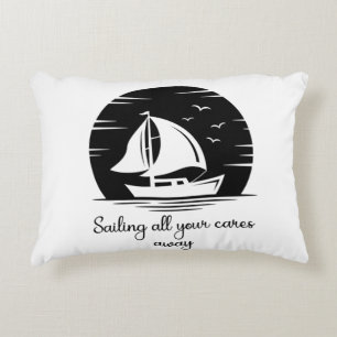 Sailing Ship Sailboat Yacht Inspirational Quote Decorative Cushion