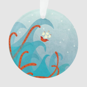 Sailing Ship Sea Monster Ornament