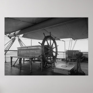 Sailing Ship Steering Wheel Poster