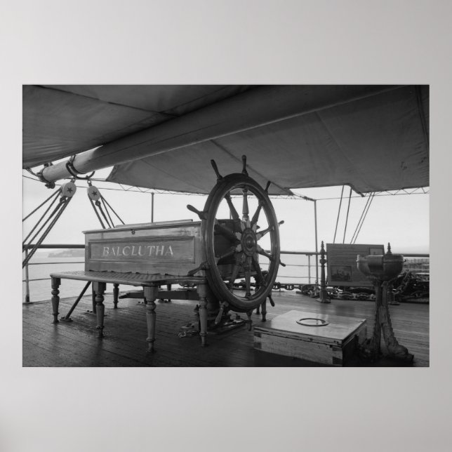 Sailing Ship Steering Wheel Poster (Front)