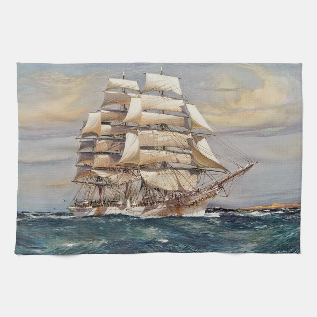 Sailing ship Thomas Stephens Tea Towel (Horizontal)