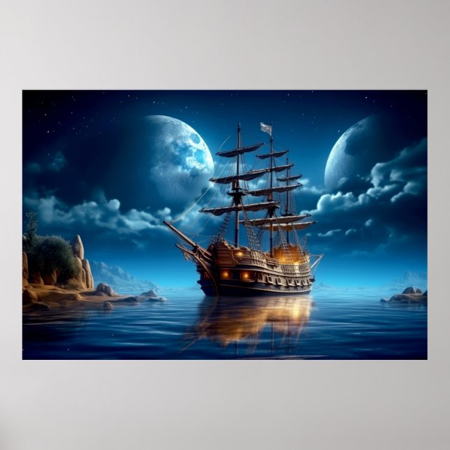 Sailing Ship Travel Adventure Tranquil  Poster (Front)