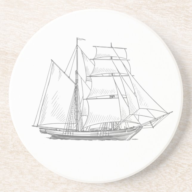 Sailing ship vintage sailboat maritime  coaster (Front)