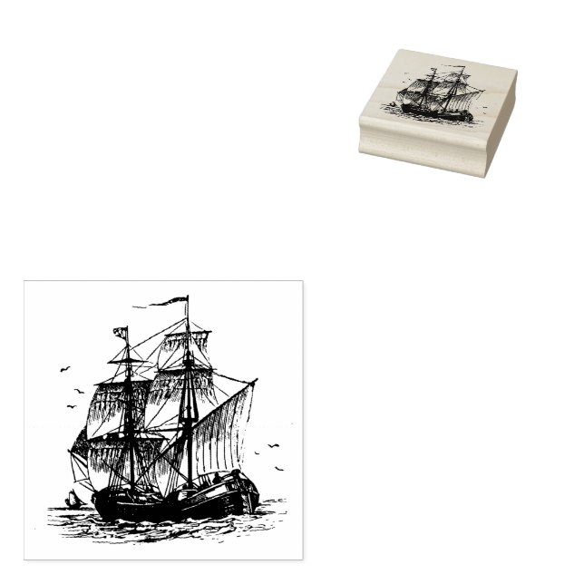 Sailing Ship Wood Stamp (Stamped)