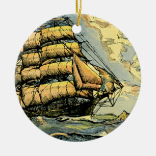 Sailing Ships Ceramic Tree Decoration