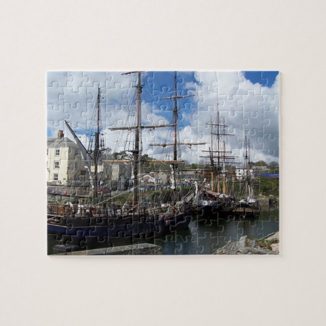 Sailing Ships Charlestown Harbour Cornwall Photo Jigsaw Puzzle (Horizontal)