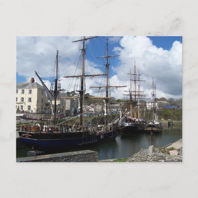 Sailing Ships Charlestown Harbour Cornwall Photo Postcard (Front)