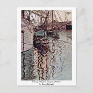 Sailing Ships In Rippling Water By Egon Schiele Postcard