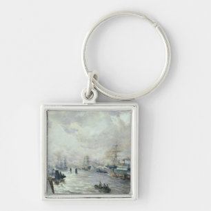 Sailing Ships in the Port of Hamburg, 1889 Key Ring