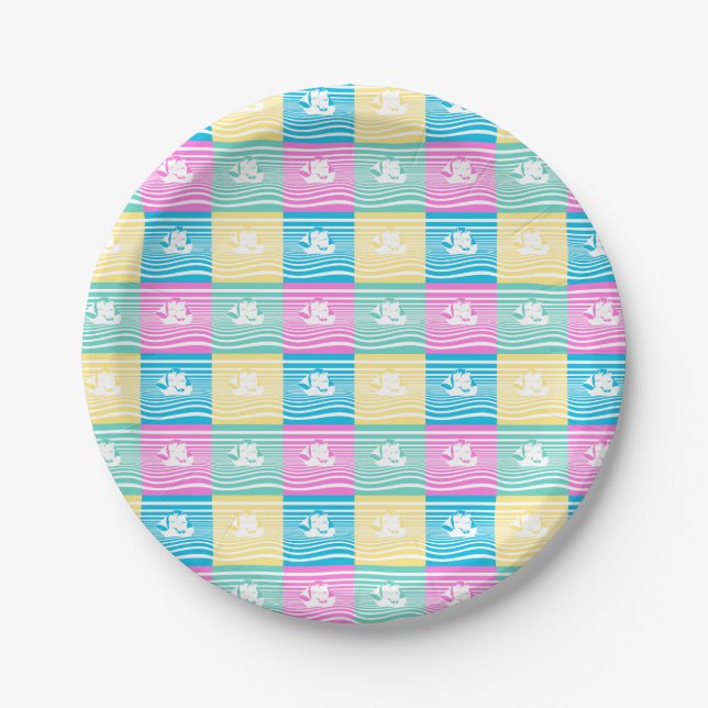 Sailing ships pattern paper plate (Front)
