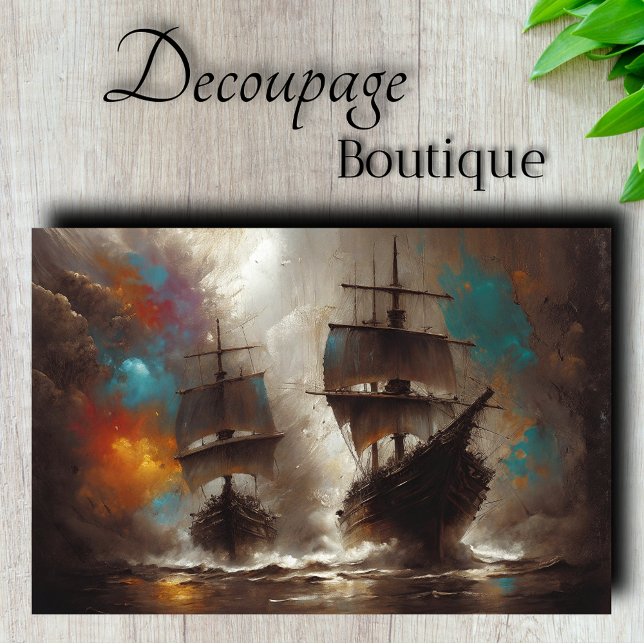 Sailing Ships Storm Decoupage Tissue Paper (Sailing Ships Storm Decoupage Tissue Paper)