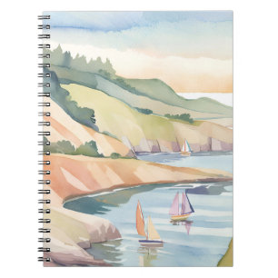 Sailing Shore   Rhode Island Ocean Watercolor Notebook