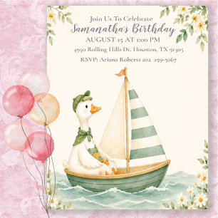 Sailing Silly Goose Summer Birthday Party Invitation