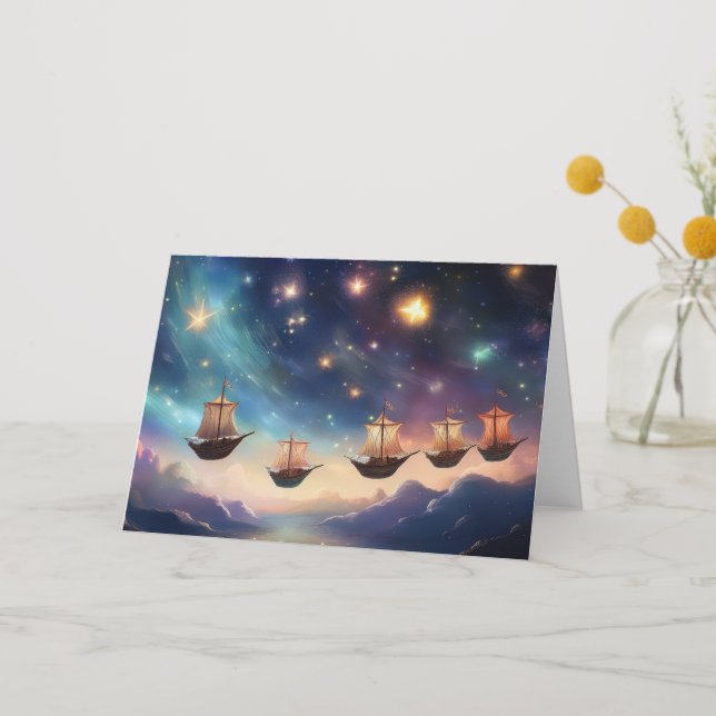 Sailing Sky Ships  Thank You Card (Front)