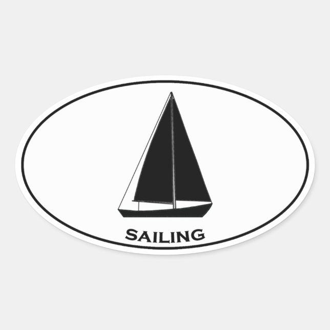 Sailing Sloop Sailboat Oval Logo Oval Sticker (Front)