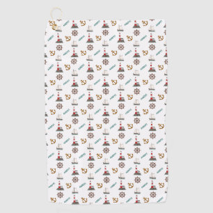 Sailing Small Pattern Colour on White Golf Towel