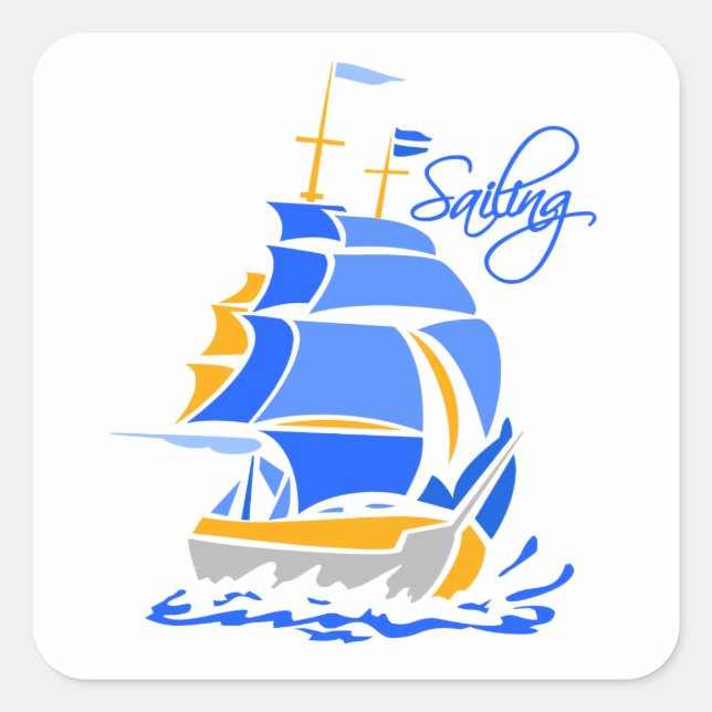 Sailing stickers, customisable square sticker (Front)