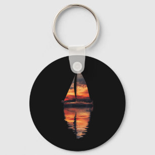 Sailing Sunset Akmu Sailboat Sea Double Exposure Key Ring