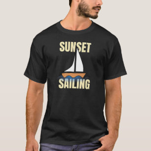 Sailing Sunset Graphic Vintage Sailboat Boating Fi T-Shirt
