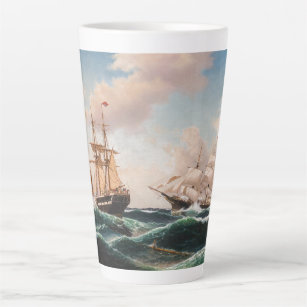 Sailing Tall Clipper Ships Ocean Waves Latte Mug