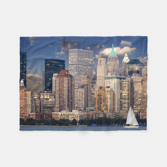 Sailing the Hudson River in New York Fleece Blanket (Front (Horizontal))