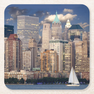 Sailing the Hudson River in New York Square Paper Coaster