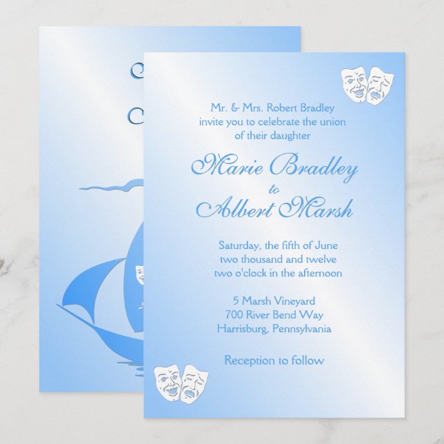 Sailing Theatre Theme Wedding Invitation (Front/Back)