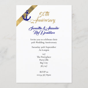Sailing themed 50th wedding anniversary invitation