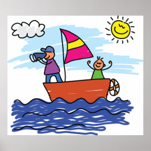 Sailing Trip Illustration Sail Boat Poster